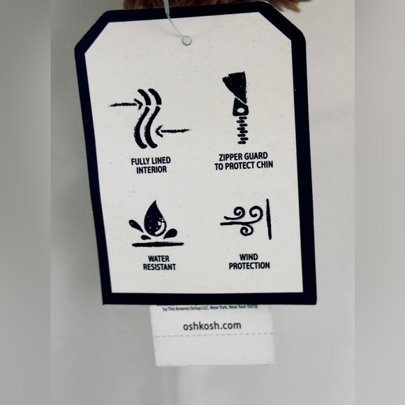 Oshkosh B’gosh Kids Tan/Navy Blue Hooded Reversible Sherpa Jacket Medium (5/6) - Picture 7 of 10